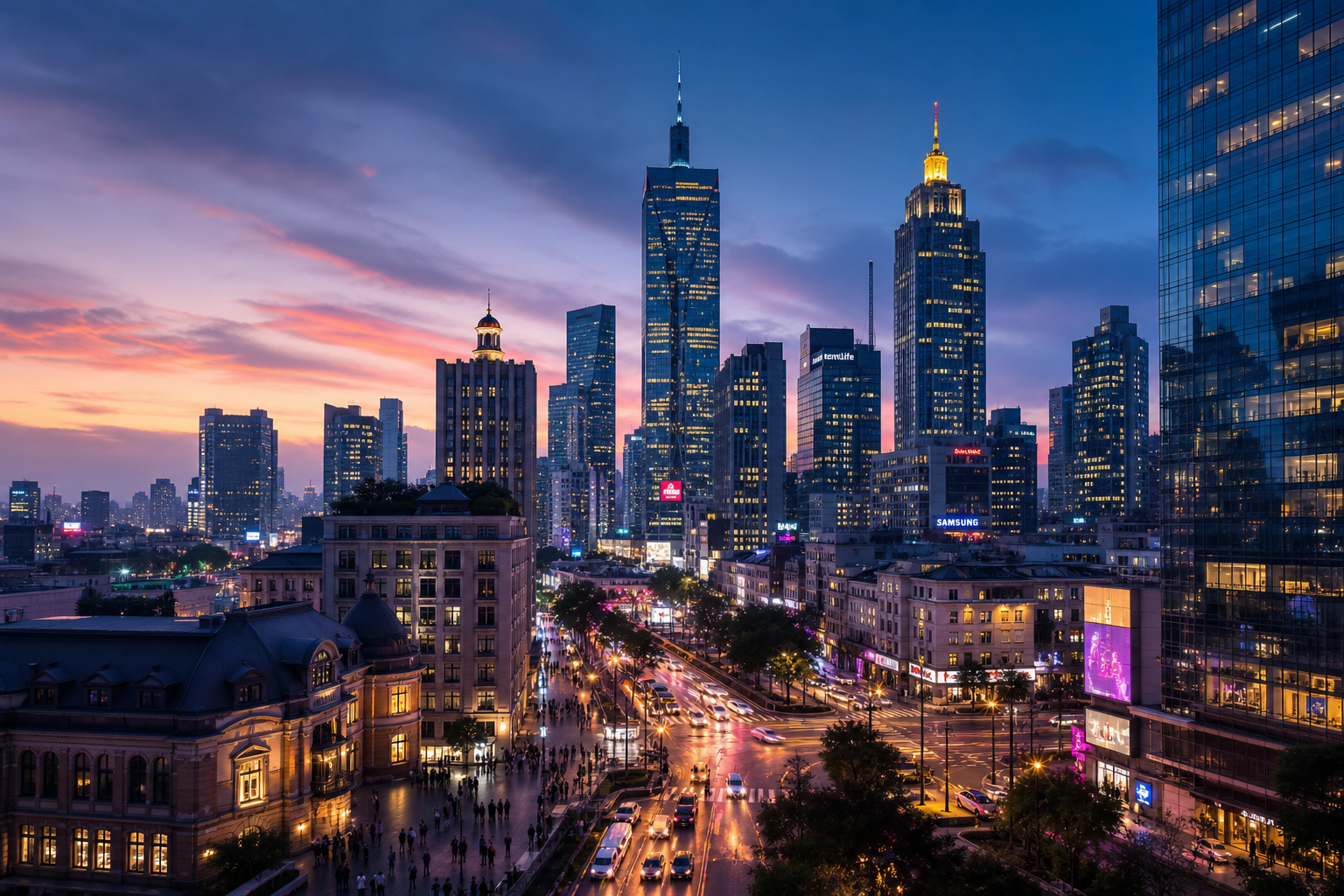 Urban Skyline at Dusk